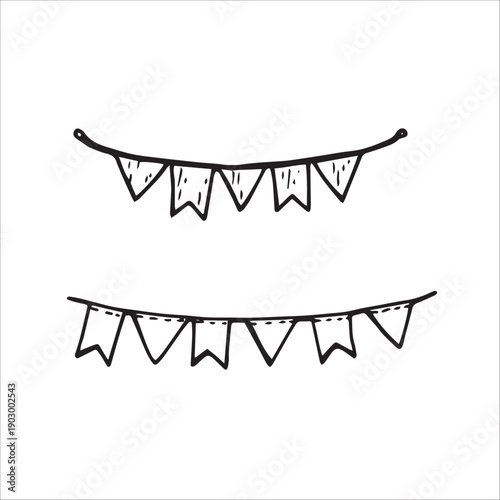 Whimsy Party flags icon. Vector. Line style.