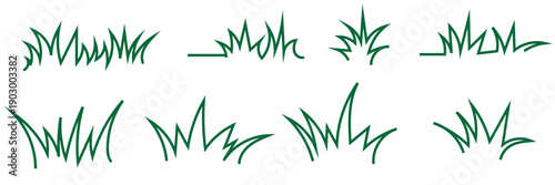 Hand Drawn Grass Doodle Vector . Collection of green hand drawn grass sketches and scribbles, simple nature elements isolated on white background for design use.
