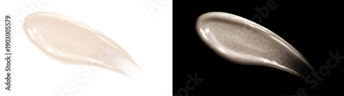 Canvas-taulu Pearlescent cream cosmetic smear with shimmer isolated on transparent background
