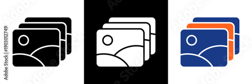 Landscape Photography Icon Set Glyph Vector Illustration