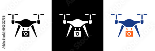 Drone Camera Icon Set Glyph Vector Illustration