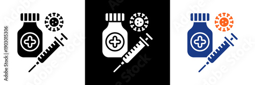 Vaccination Icon Set Glyph Vector Illustration