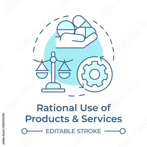 Rational use of products and services soft blue concept icon. Pharmaceutical law, drug regulation. Round shape line illustration. Abstract idea. Graphic design. Easy to use in presentation