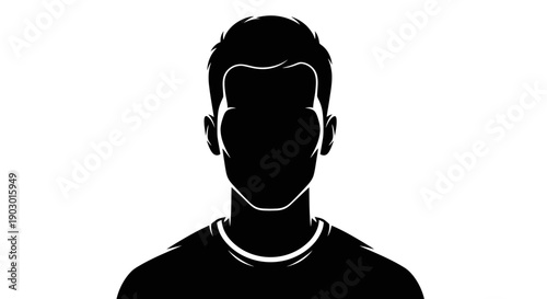 Silhouette of a man's head and shoulders against a white background, with a dark outline and no facial features visible.