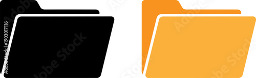 Modern file folder icons in black and orange for business organization