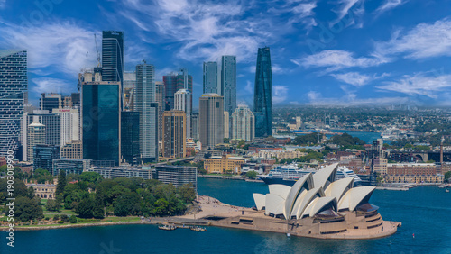 5 February 2026 Aerial View of Sydney CBD High rise buildings on Sydney Harbour Circular Quay on a nice Summer day beautiful Sky in Sydney NSW Australia