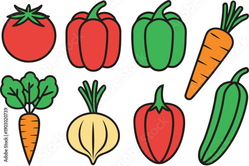 Mixed Vegetable Set Illustration Isolated on White Background. Fresh Mixed Vegetables Collection for Healthy Food Design. Assorted Vegetable Set for Organic Food Concept. Colorful Mixed Vegetables