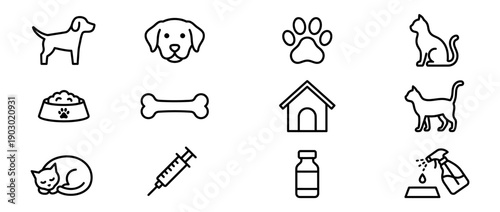 Cute pet icons for animal lovers and veterinary clinics
