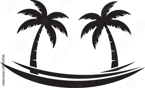 Tropical paradise with a mechanical gear symbolizing innovation and progress Vector