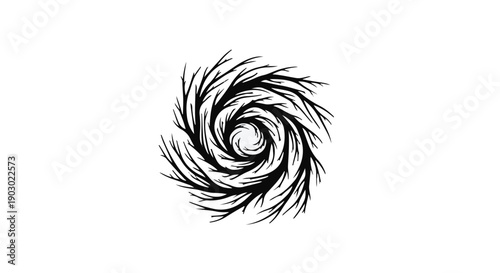 Abstract swirling pattern of delicate branches forming a natural vortex