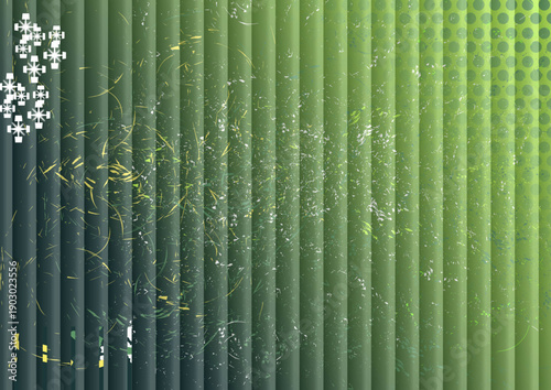 Green Abstract Background with Vertical Stripes and Textured Elements