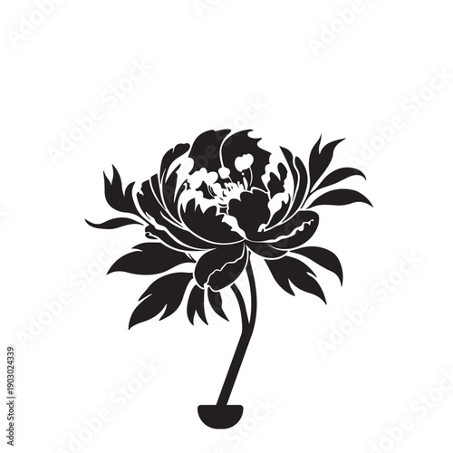 Contemporary Floral Vector Design of a Blooming Peony