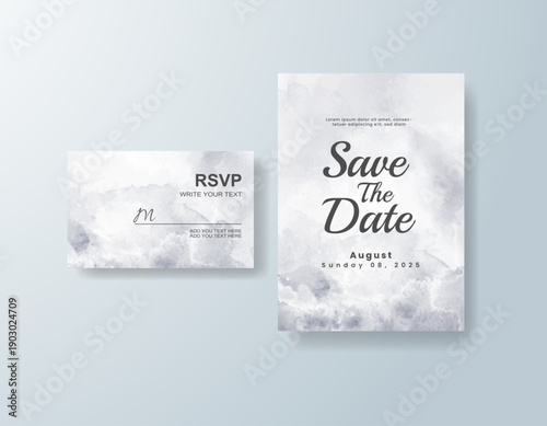 Wedding invitation with abstract splash watercolor