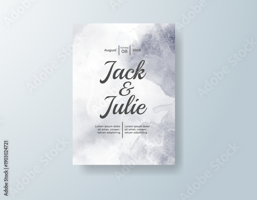 Wedding invitation with abstract splash watercolor