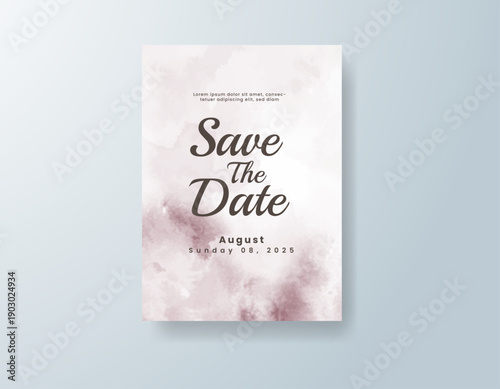 Wedding invitation with abstract splash watercolor