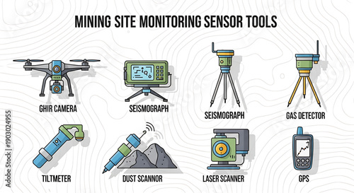 Mining site monitoring sensor tools and equipment for safety and efficiency