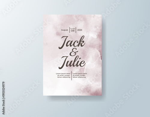 Wedding invitation with abstract splash watercolor
