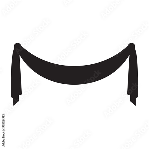 Black bunting banner or drape. Mourning period, funeral, memorial day concept. Vector icon for web design, app, print, sticker, and presentation