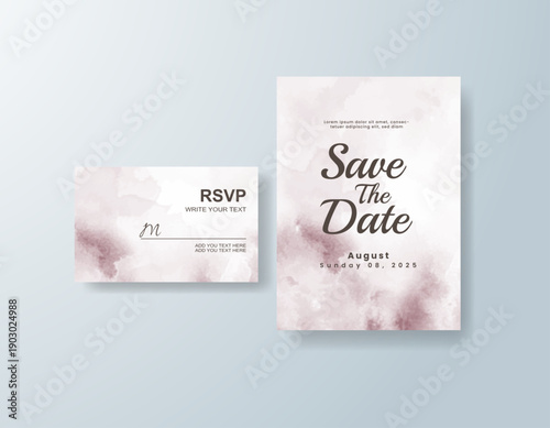 Wedding invitation with abstract splash watercolor