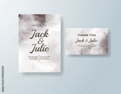 Wedding invitation with abstract splash watercolor