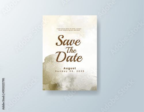 Wedding invitation with abstract splash watercolor