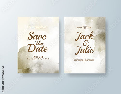 Wedding invitation with abstract splash watercolor