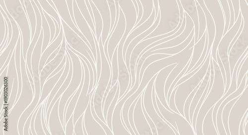 A seamless pattern of delicate, flowing white lines resembling organic plant tendrils against a soft beige background.