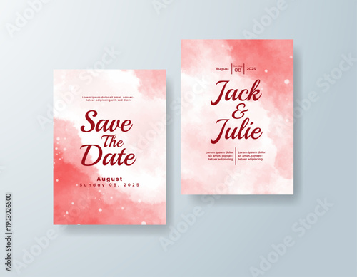 Wedding invitation with abstract splash watercolor