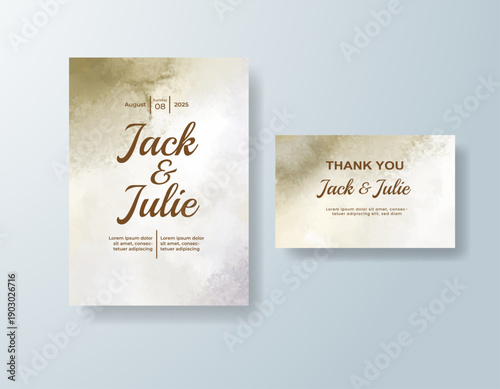 Wedding invitation with abstract splash watercolor