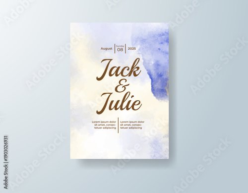 Wedding invitation with abstract splash watercolor