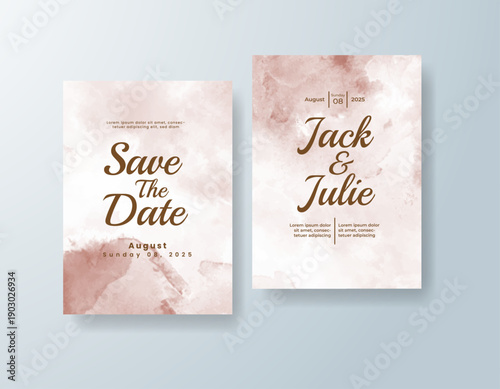 Wedding invitation with abstract splash watercolor