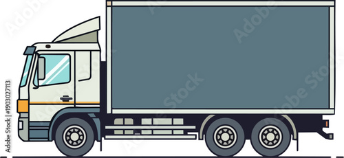 Modern commercial truck with a large cargo box, ideal for logistics and transportation services