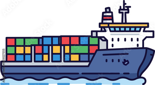 Modern container ship sailing on the ocean, transporting global goods and cargo with efficiency and advanced technology for international trade