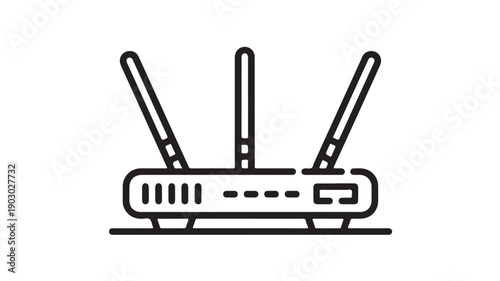 Wi-Fi Router Simple Line Art Modern Minimalist Black Silhouette on White Background for Technology Illustration