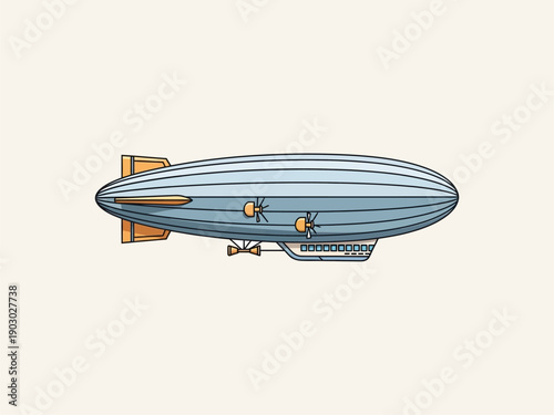 Vintage Style Illustration of Airship Blimp.