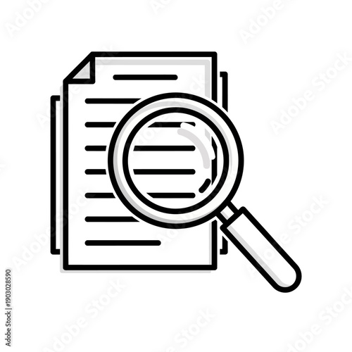 A magnifying glass is placed over a document, suggesting a close examination or search for information.