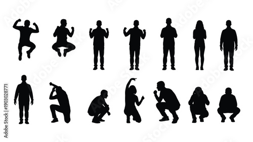 A collection of diverse silhouettes showcasing various dance poses and movements Vector