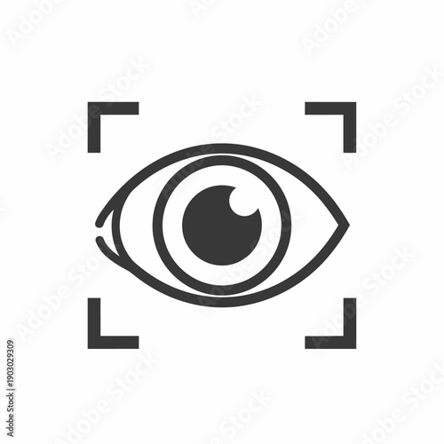 A stylized, minimalist icon representing an eye within a square frame, symbolizing vision or surveillance.