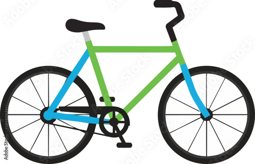 Canvas Print Vibrant green and blue bicycle illustration featuring a classic frame design, pe
