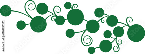 Abstract green swirls and dots design isolated on transparent background