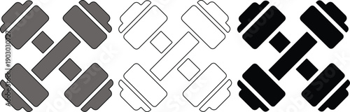 Dumbbell Icon Set Crossed Isolated White Background