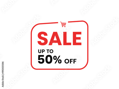 Promotional sale banner with shopping cart icon and discount offer