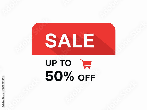 Promotional sale banner with shopping cart icon and discount offer on products