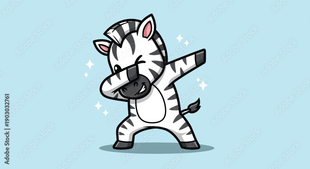 Naklejka premium Cute Cartoon Zebra Dabbing Pose Illustration.