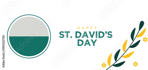 Happy St David's Day on March 1 Celebration Holiday Flat Background Design