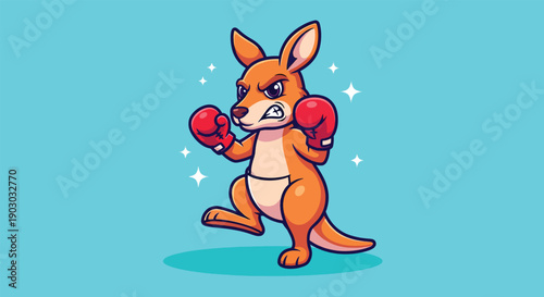 Cute Kangaroo Boxer Cartoon Vector.