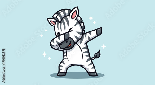Cute Zebra Dabbing Cartoon Vector.