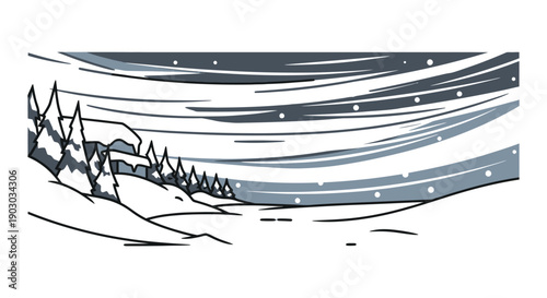 A person bundled in winter clothing walks through a snowy landscape