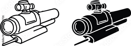 Sniper Rifle Scope and Barrel Illustration