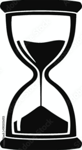 Black hourglass icon with sand falling on a white background sand timer time